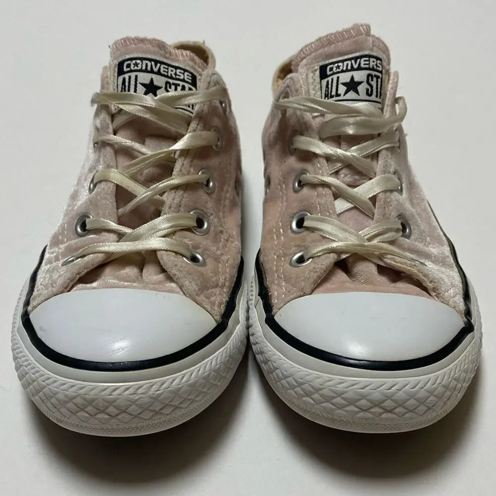 Converse CTAS Youth Baby Pink Velour OX Sneakers